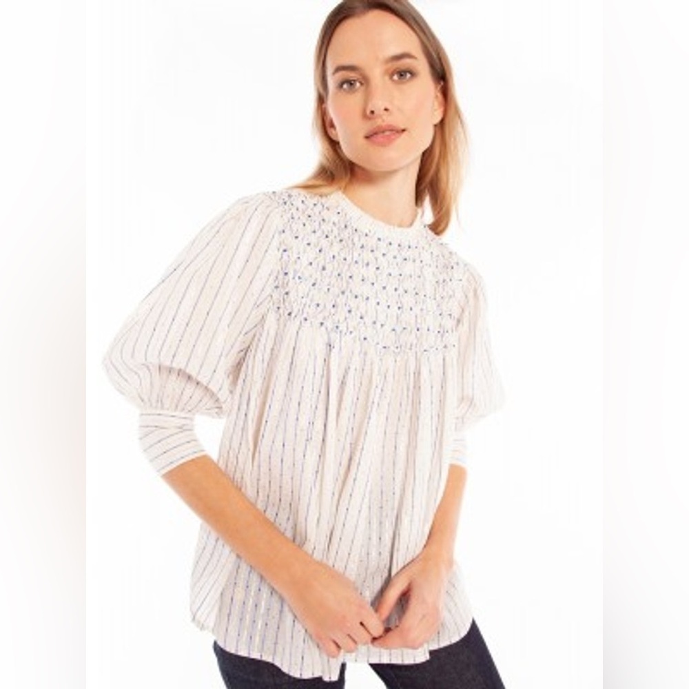 Vilagallo White and Blue Striped Blouse